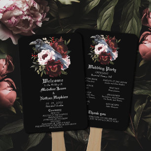 Romantischer gotischer Wasserfarben-Rabe-Blumen-Ho Fächer