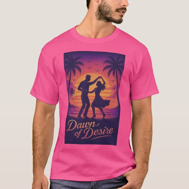 Romantischer Gradientenuntergang mit Tänzern T-Shirt (Vorderseite)