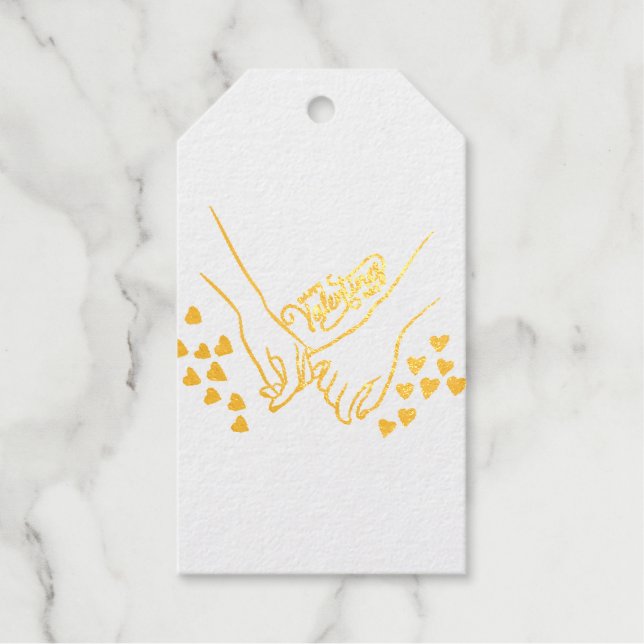 Romantischer Hand-in-Hand-Geschenktag mit Goldakze Geschenkanhänger (Vorderseite)