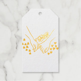 Romantischer Hand-in-Hand-Geschenktag mit Goldakze Geschenkanhänger