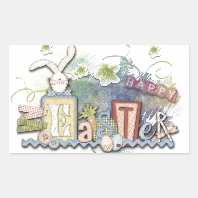 Romantischer Happy Ostersonne Gruß Niedlicher Text Rechteckiger Aufkleber (Vorderseite)