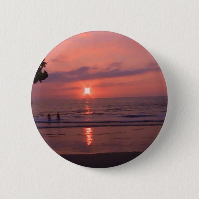 Romantischer hawaiianischer Sonnenuntergang Button (Vorderseite)