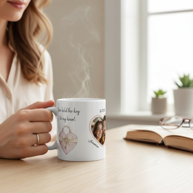 Romantischer Herzschloss-Kuppel-Fotomug Kaffeetasse (Von Creator hochgeladen)