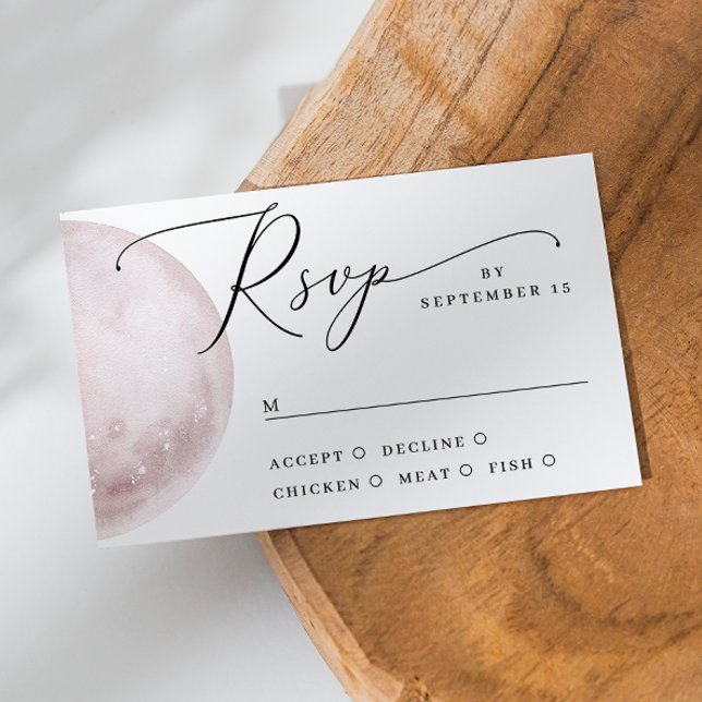 Romantischer Himmelrosa Blush Moon | Boho Wedding RSVP Karte (Von Creator hochgeladen)