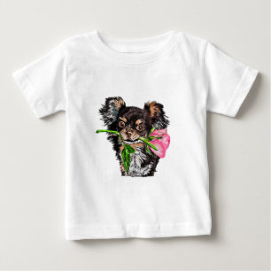 Romantischer Hund mit Rose Baby T - Shirt