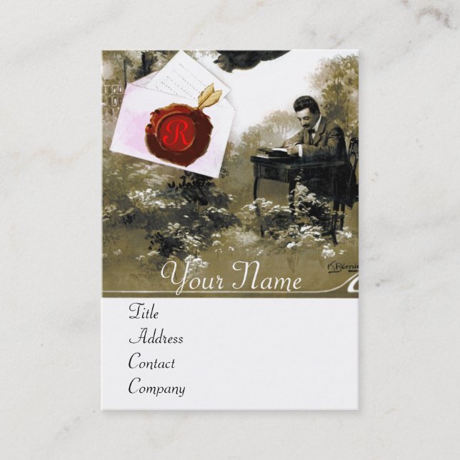 ROMANTISCHER INHABER DES ROTEN WACHS SIEGEL MONOGR VISITENKARTE (Vorderseite)