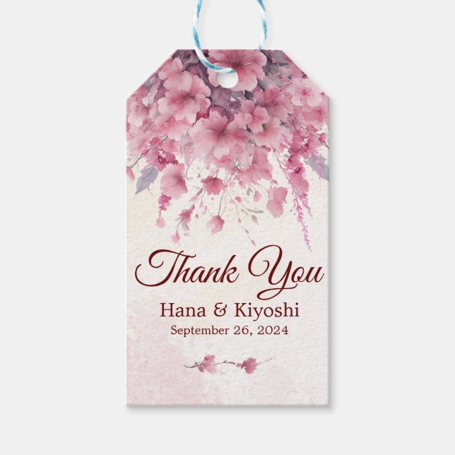 Romantischer Japanischer Rosa Kirschblossom Geschenkanhänger (Vorderseite)