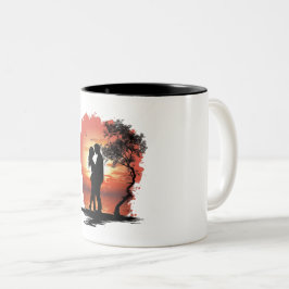 Romantischer Kaffeebecher für Paare Zweifarbige Tasse