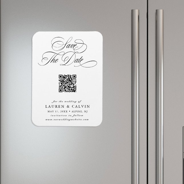 Romantischer Kalligrafie-QR-Code Hochzeit Termin m Magnet (Von Creator hochgeladen)