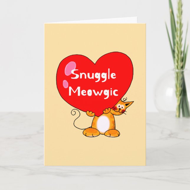 Romantischer Katzenpun - Snuggle Meowgic-Liebe Feiertagskarte (Vorderseite)