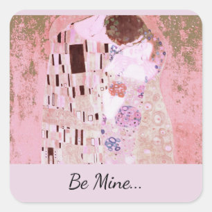 Romantischer Kuss in weichrosa Quadratischer Aufkleber