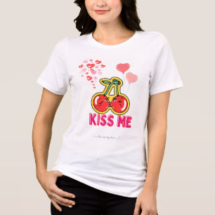 Romantischer Kuss Mich Typografie Süß Rosa Rot Tri-Blend Shirt