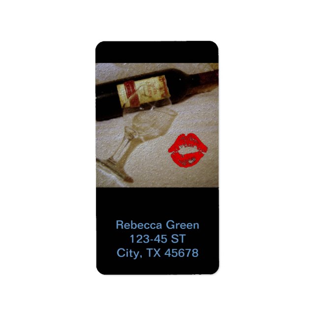 Romantischer Kuss Rote Weingläser I Liebe Wein Adressaufkleber (Vorne)