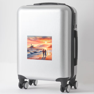 Romantischer Küsten-Sonnenuntergang-Leuchtturm-Spa Aufkleber