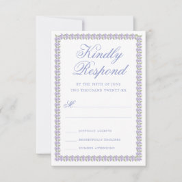 Romantischer Landhausstil Blaues Blumenrahmen Hoch RSVP Karte