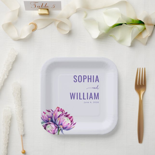 Romantischer Lavendel-Blüten-Duft Pappteller (Hochzeit)