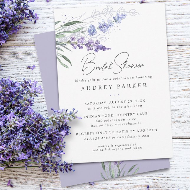 Romantischer Lavendel Brautparty Einladung (Romantic Lavender Floral Watercolor Bridal Shower Invitation)