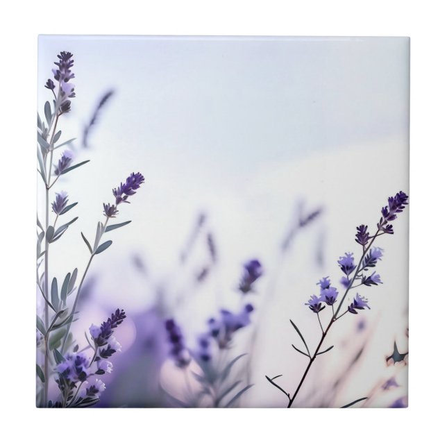 Romantischer Lavendel Watercolor Fliese (Vorderseite)