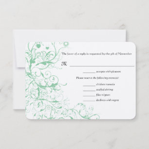 Romantischer Liebesvogel Minze Hochzeit RSVP Karte