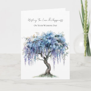 Romantischer lila blühender Hochzeitsbaum Karte