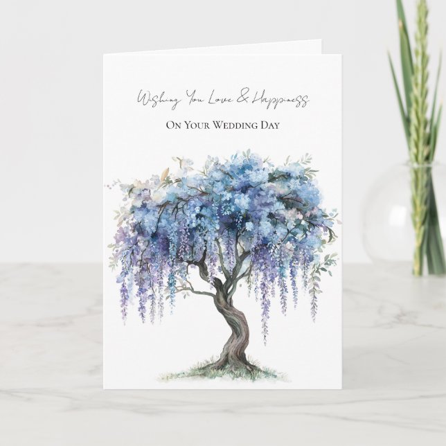 Romantischer lila blühender Hochzeitsbaum Karte (Vorderseite)