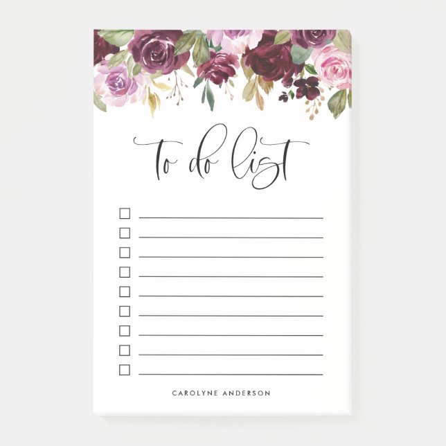 Romantischer Lila Fall Blütenblüten Personalisiert Post-it Klebezettel (Vorderseite)