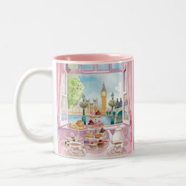 Romantischer Londoner Kaffee Tee & Cake Pink Wasse Zweifarbige Tasse