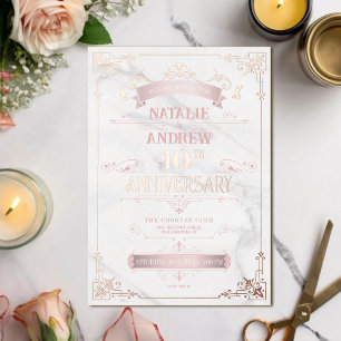 Romantischer Luxus Roségold Marmor Folie Jubiläum Folieneinladung