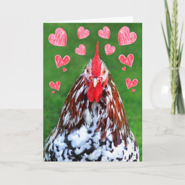 Romantischer Manly Rooster Valentinstag Feiertagskarte (Vorderseite)