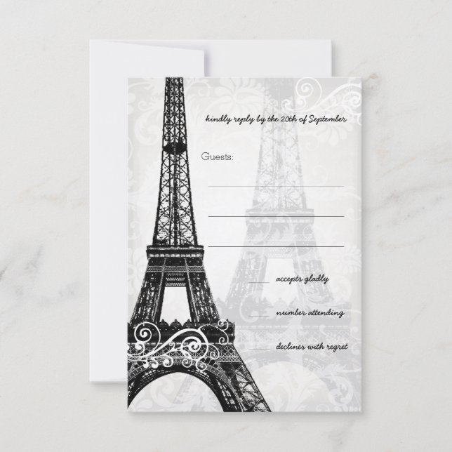 Romantischer Mason Jar Shadows Damask Wedding UAWG RSVP Karte (Vorderseite)