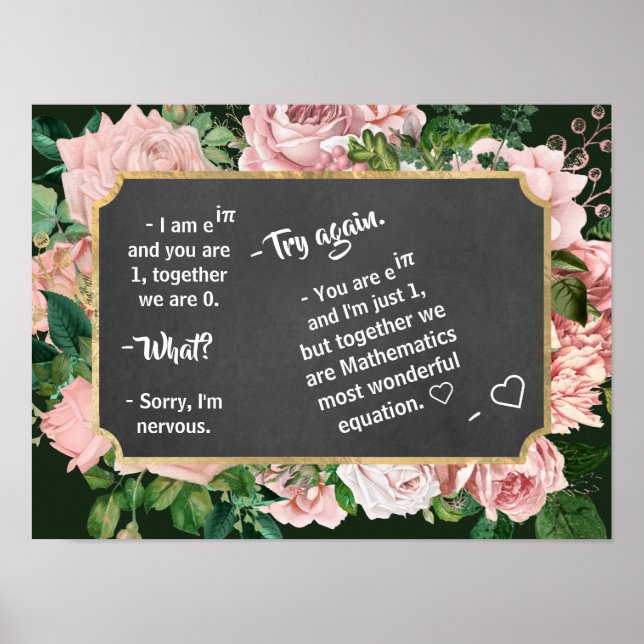Romantischer Mathematik-Dialog im Schwarzen Brett  Poster (Vorne)