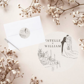Romantischer minimalistischer Hochzeit  Runder Aufkleber