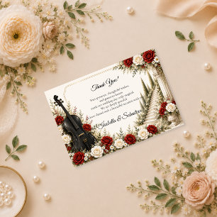 Romantischer Musikalischer Garten Eleganz Hochzeit Dankeskarte
