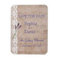 Romantischer Musikblatt Lavendel SAVE THE DATE