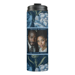 Romantischer Nelken-Charme Retro-Hochzeit Thermosbecher