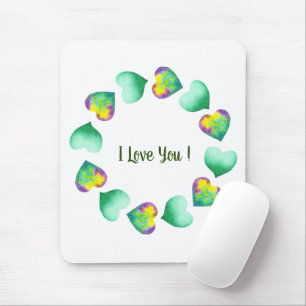 Romantischer Niedlicher Wasserfarbentag Grüner Val Mousepad