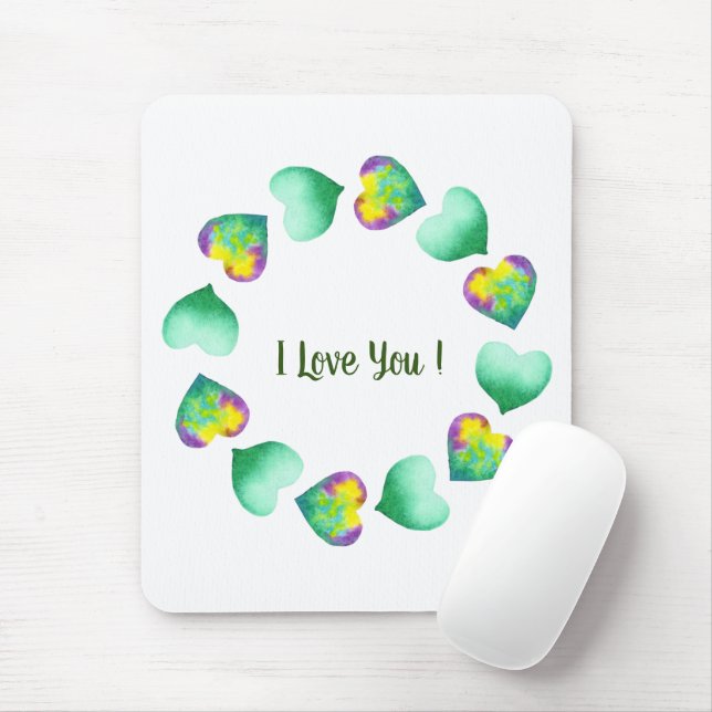 Romantischer Niedlicher Wasserfarbentag Grüner Val Mousepad (Mit Mouse)