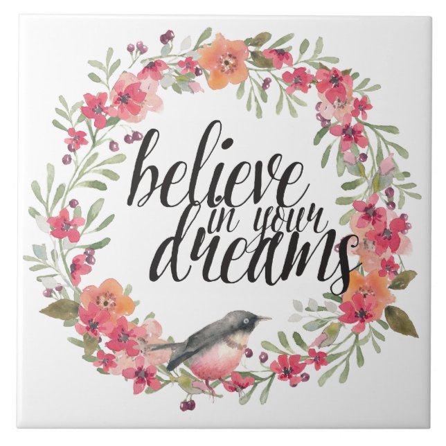 Romantischer Oleander Bird Pink Floral Dream Fliese (Vorderseite)