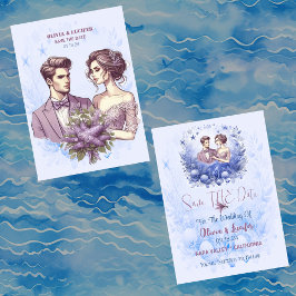 Romantischer Ozean Blaues Meeresleben Muscheln Fot Save The Date