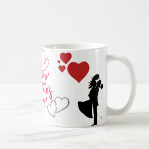 Romantischer Paares-Valentinsbecher mit roten Herz Kaffeetasse
