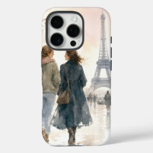 Romantischer Pariser Straßenszene-Druck iPhone 16 Pro Hülle