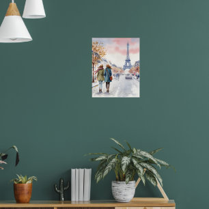 Romantischer Pariser Straßenszene-Druck Poster