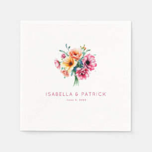 Romantischer Pastell-Aquarell-Blumenstrauß Serviette