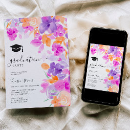 Romantischer pastellfarbener lila orangefarbener A Einladung