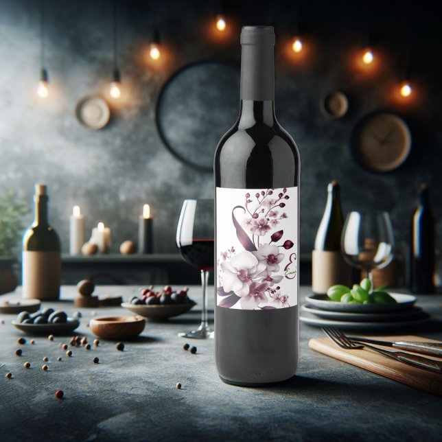 Romantischer Personalisierter Orchid Weinetikett (Von Creator hochgeladen)