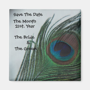 Romantischer Pfau, der Save the Date Wedding ist Magnet