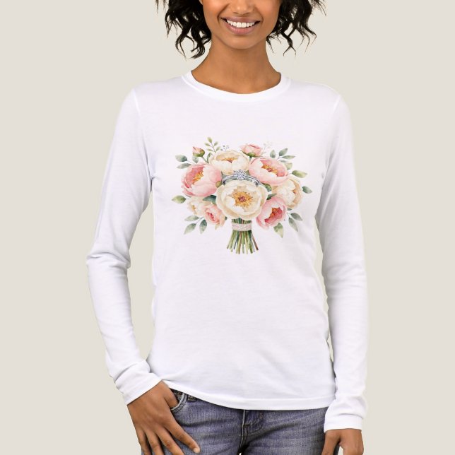 Romantischer Pfingstrosenstrauß mit Diamantring Tri-Blend Shirt (Vorderseite)