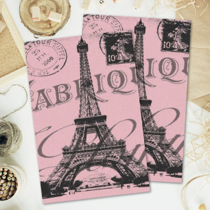 romantischer Pink-Französisch-Vintag-Paris-Eiffelt Seidenpapier