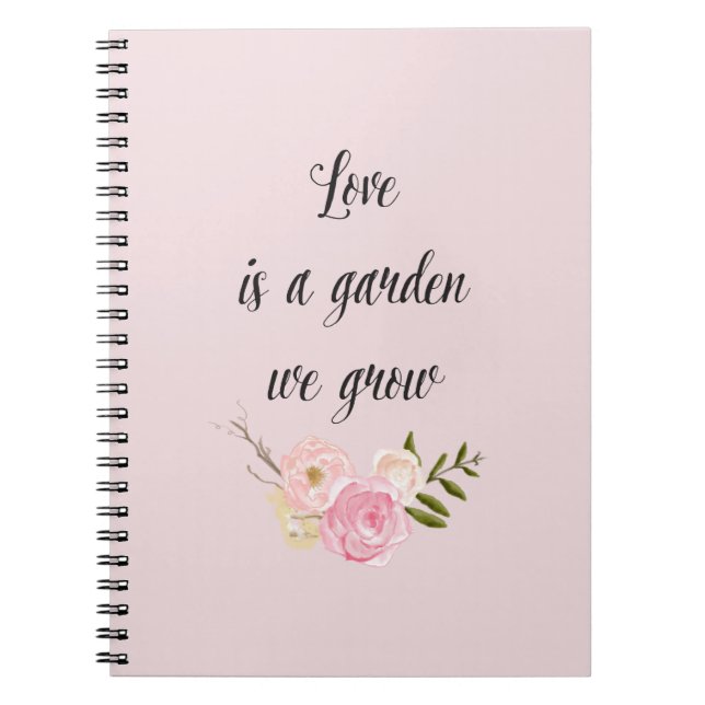 Romantischer Pink Garden Aquarell Liebe Notizblock (Vorderseite)