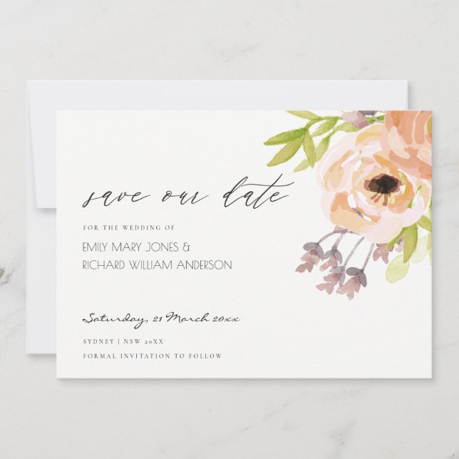 ROMANTISCHER PINK, LILA, BLAUER FLOSCH SAVE THE DA DATE (Vorderseite)